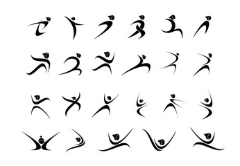 female sports icon bundle silhouette vector illustration