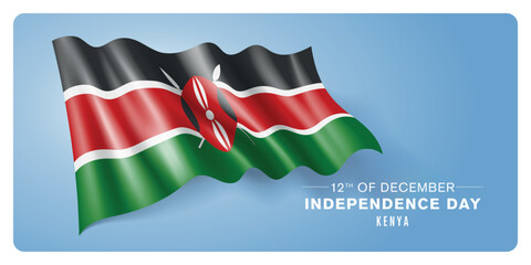 Kenya independence day vector banner, greeting card