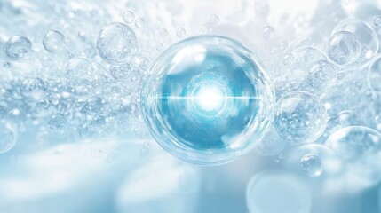 Liquid Bubble Molecular Serum with DNA Water Splash Futuristic Science Art