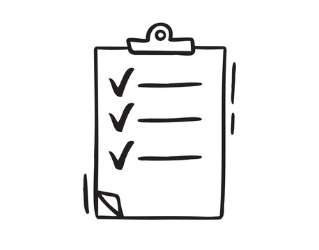 Clipboard doodle icon. Outline clipboard hand drawn design template with style cartoon isolated