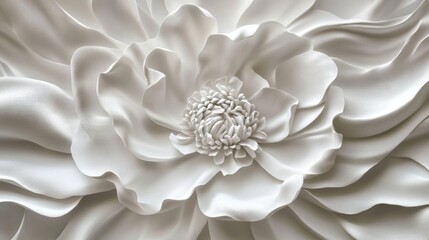 A mesmerizing white 3D flower with deep, cascading petals, capturing the elegance and depth of nature