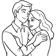 couple hug illustration