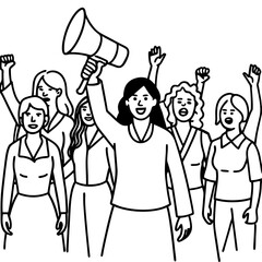 crowd of women woman protest hold megaphone