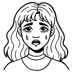 crying girl illustration