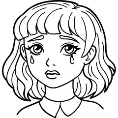crying girl illustration