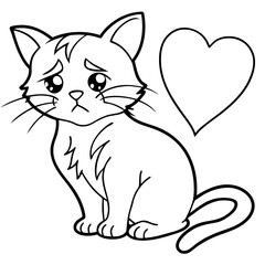 crying cat with a broken heart