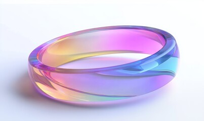 Translucent Circular Ring with Gradient Rainbow Colors on White Background