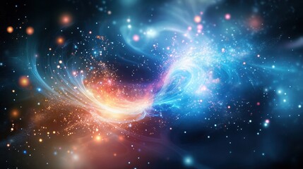 Obraz premium A vibrant cosmic scene depicting swirling colors and stars in a vast universe.