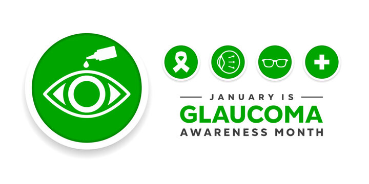 January Is Glaucoma Awareness month. Great for cards, banners, posters, social media and more. White background.