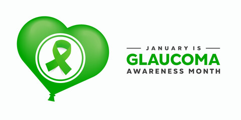 January Is Glaucoma Awareness month. Ribbon and heart. Great for cards, banners, posters, social media and more. White background. 