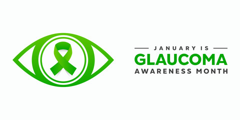 January Is Glaucoma Awareness month. Ribbon and eye. Great for cards, banners, posters, social media and more. White background. 