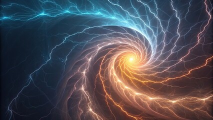 Abstract geometric patterns of swirling energy fields pulsating with electric power, vibrant colors, pulsating patterns, swirling motion, energy fields