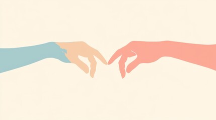 2410_020.simplified hand silhouettes forming pinky promise, eye-catching tricolor palette, soft rounded edges, minimalistic love symbol, trendy illustration style