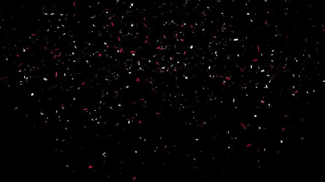 Confetti party explosion animation over blue background. pop Poppers Gun Party animation. festive, party, vibrant, sparkling, event. birthday celebration confetti, congratulations animated greeting 3D