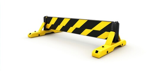 A yellow and black striped barrier, commonly used for safety and traffic control.