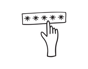 Password with hand doodle isolates sign. Hand Drawn outline doodle Security, user authorization, safety access concept.