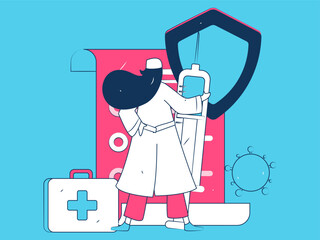 Doctor examines patient flat vector concept operation hand drawn illustration
