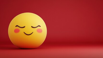 Smiling yellow emoji face on bright red background.