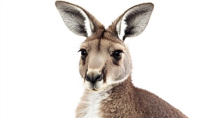 Fototapeta premium Red Kangaroo Portrait: A Close-Up Study Against a White Background. AI Generated