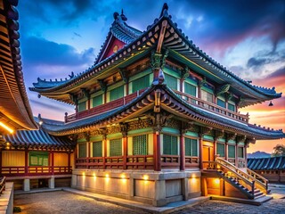 Fototapeta premium Korean Traditional Architecture Balconies - Low Light