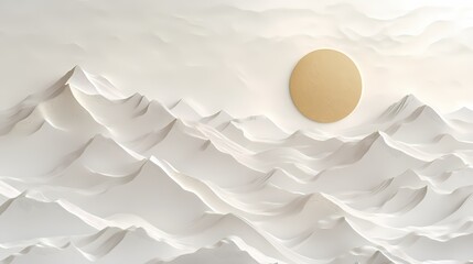 Fototapeta premium Traditional Chinese ivory white landscape painting illustration poster background