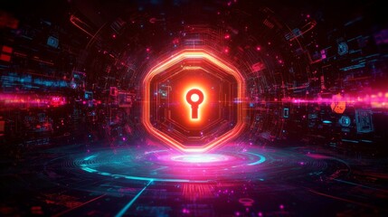 Obraz premium Hexagonal Cybersecurity Network Connection Illustration