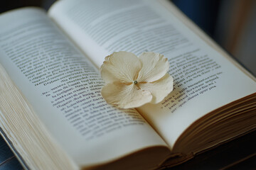 Fototapeta premium Dried Flower on Open Book