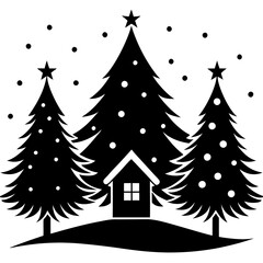 Naklejka premium Christmas Evergreen Serenity with white background