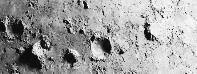 Close-up view of a lunar surface with craters and textures.