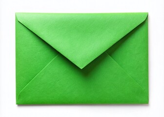 Minimalist Green Envelope Close-up, White Background, Photography, Abstract, Paper, Design, Simple, Clean, Modern,  Geometric,  