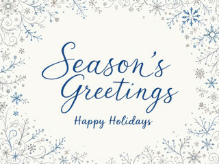 Elegant season's greetings card with delicate snowflakes and flourishes