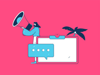 Notification announcement vector creative flat hand drawn illustration
