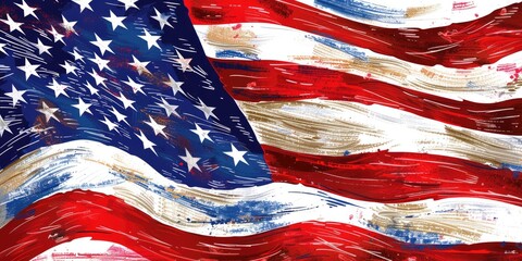 US Flag Drawing. Accurate United States of America Banner Artwork