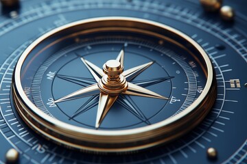 Fototapeta premium Golden Compass: A Journey of Exploration and Discovery