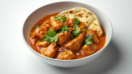A classic butter chicken dish featuring succulent pieces of chicken thigh cooked in a creamy