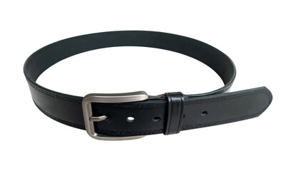 black leather belt isolated on white