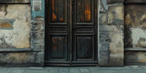 Fototapeta premium Rustic weathered door in historical stone building