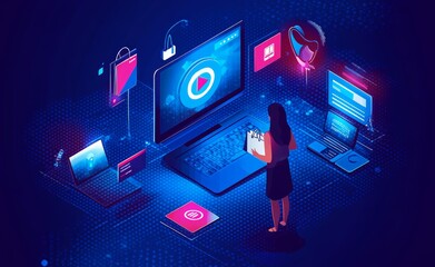 Online Shopping Engagement and Targeting Concept 3D Illustration
