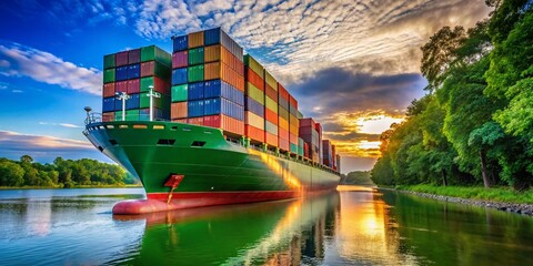 Sustainable Cargo Ship River Transport Macro