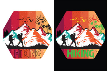 Print hiking t shirt design and graphics