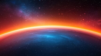 Fototapeta premium Cosmic horizon outer space digital art celestial environment wide-angle view vision of the universe