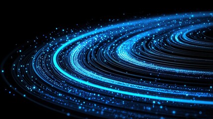 Dynamic blue light trails digital space abstract art dark background high-tech concept for visual impact