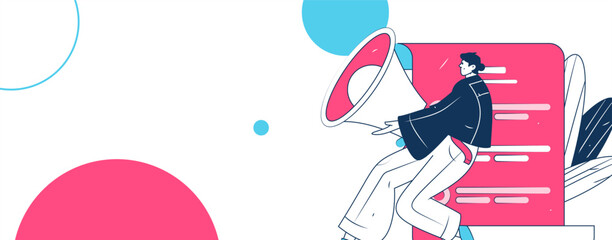 Notification announcement vector creative flat hand drawn illustration
