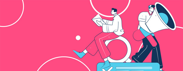 Notification announcement vector creative flat hand drawn illustration
