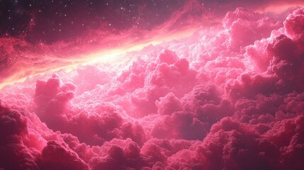 Fototapeta premium Pink clouds swirl in a vibrant cosmic tapestry during a stunning celestial display