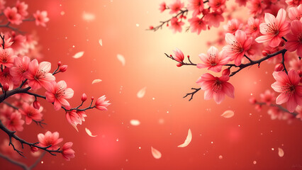 Fototapeta premium Pink Cherry Blossom Flowers in Spring. Concept of beauty, nature, and renewal.