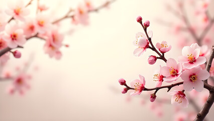 Fototapeta premium Pink Cherry Blossom Flowers in Spring. Concept of beauty, nature, and renewal.