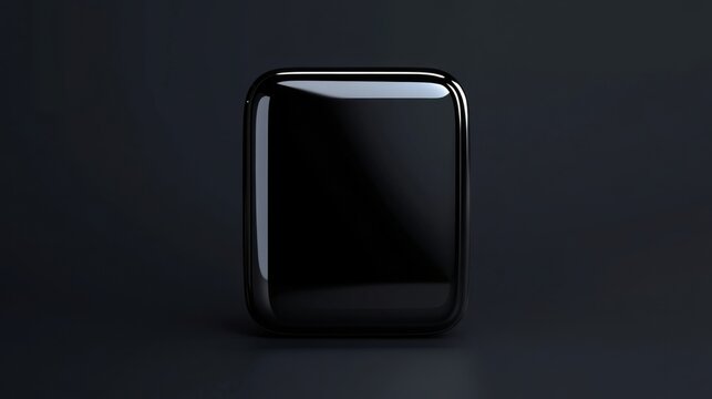 Black square mobile app icon with rounded corners in 3D