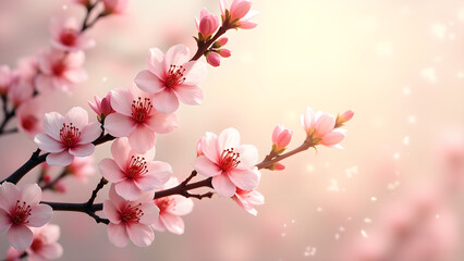 Obraz premium Pink Cherry Blossom Flowers in Spring. Concept of beauty, nature, and renewal.