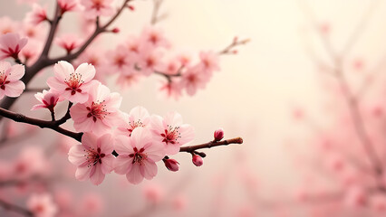 Obraz premium Pink Cherry Blossom Flowers in Spring. Concept of beauty, nature, and renewal.
